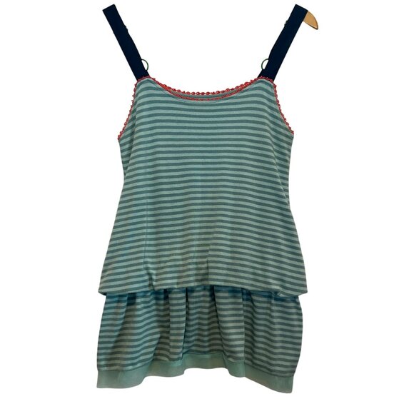 Matilda Jane Womens Striped Tank Dress W/ Pom-Pom Trim Blue/White - Picture 1 of 6
